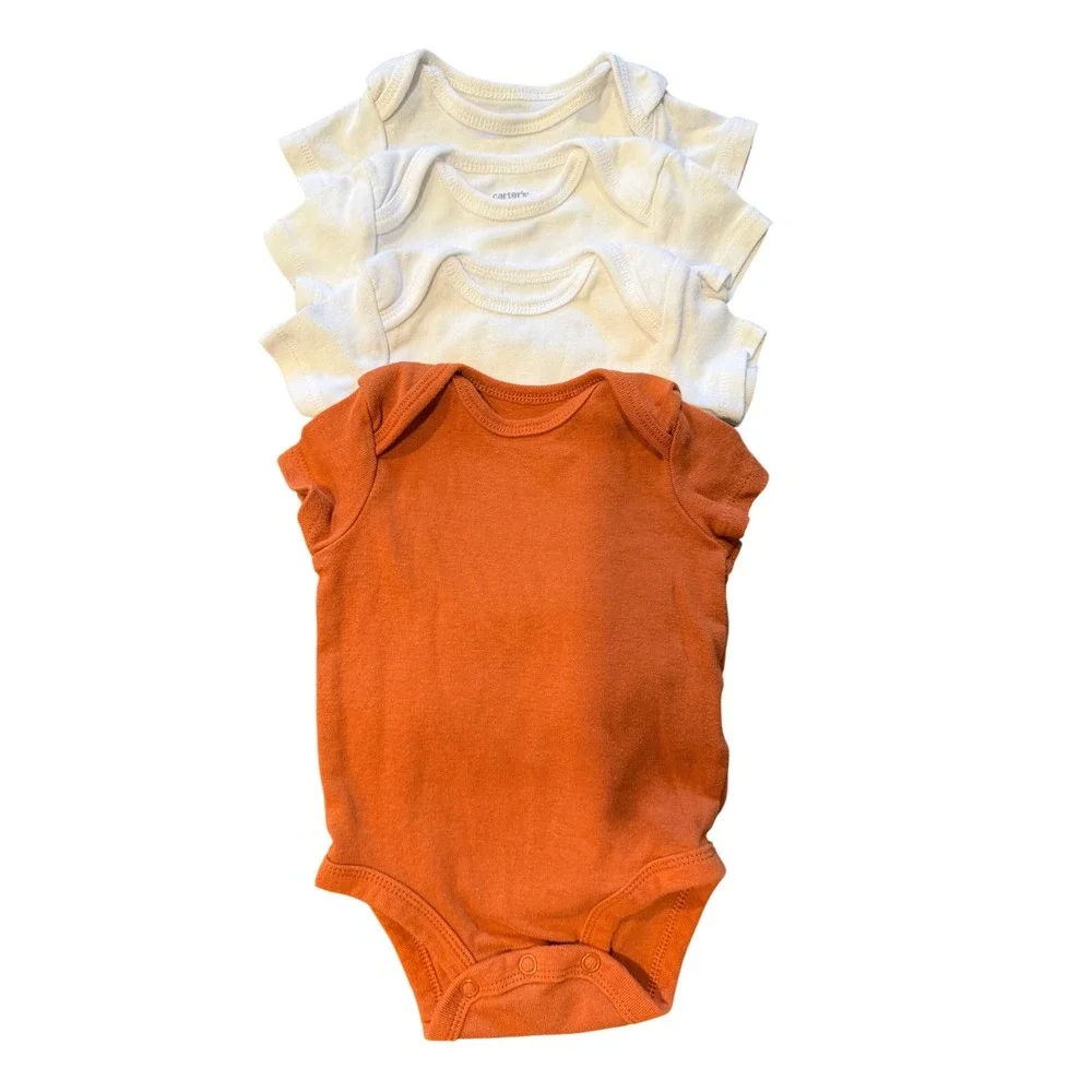 Carters Baby 4 Pack Short Sleeve Bodysuits Rust Orange White 3 Months 1M062510